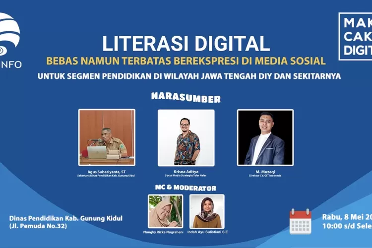 Kementerian Komunikasi dan Informatika bekerja sama dengan Dinas Pendidikan, mengadakan agenda Literasi Digital Nobar dengan tema " Bebas Namun Terbatas : Berekspresi di Media Sosial". (dok Kominfo.)