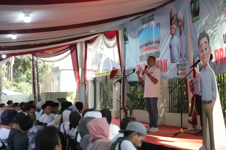 Relawan Sorban NU saat deklarasi dukungan di Rumah Kertanegara (dok. TKN Prabowo-Gibran)