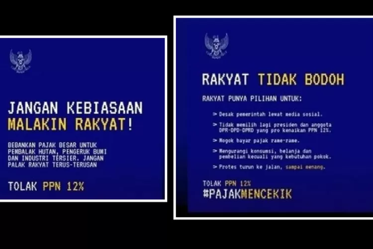  Seruan tolakan kenaikan PPN 12% dari berbagai media  (media X (Twitter))