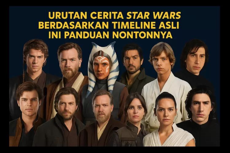 Karakter utama film star wars : Anakin Skywalker / Darth Vader, Obi-Wan Kenobi, Amidala, Yoda, Ahsoka Tano, Luke Skywalker, Leia Organa, Han Solo, Lando Calrissian, Chewbacca, Darth Maul, rey, Ren / Ben Solo, finn, Poe Dameron