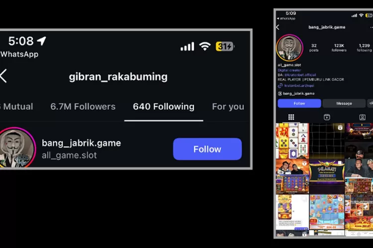 Tangkapan layar Akun resmi Wapres follow akun judol di media X