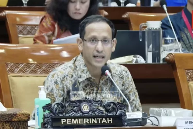 Tangkapan layar Menteri Pendidikan, Kebudayaan, Riset, dan Teknologi Nadiem Anwar Makarim dalam Rapat Kerja (Raker) bersama DPR RI di Jakarta, Rabu (6/3/2024). ( ANTARA/Astrid Faidlatul Habibah)