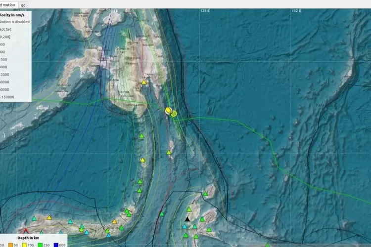  Peta gempa bumi berkekuatan 6 magnitudo yang terpusat di TImur Laut Kepulauan Talaud, Sulawesi Utara dirasakan hingga ke wilayah Mindanao, Filipina, Jumat (8/3/2024). ( ANTARA/HO-BMKG)