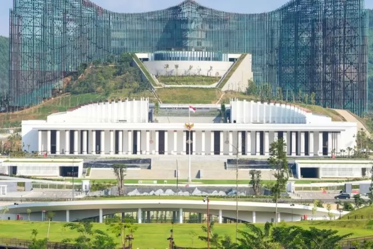 Istana Negara dan Istana Garuda di Ibu Kota Nusantara (IKN), Kalimantan Timur.  (ANTARA/HO - Kementerian PUPR)