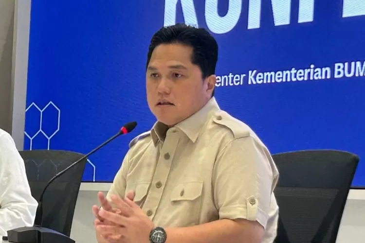 Arsip - Menteri Badan Usaha Milik Negara (BUMN) Erick Thohir saat konferensi media di Kantor Kementerian BUMN, Jakarta, Jumat (1/11/2024).  (ANTARA/Maria Cicilia Galuh)