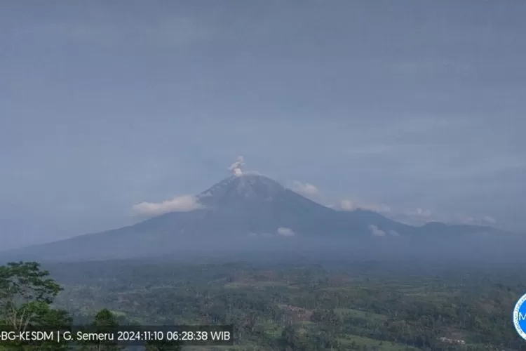 Aktivitas Gunung Semeru yang erupsi pada Minggu (10/11/2024) pukul 06.27 WIB.  (ANTARA/HO-PVMBG )