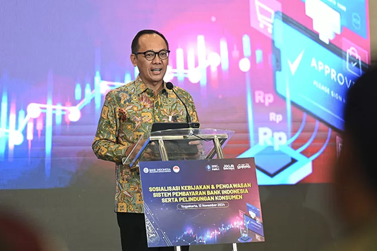 Kepala Perwakilan Bank Indonesia DI Yogyakarta Ibrahim saat memberikan sambutan pada sosialisasi perlindungan penggunaan keuangan.  (Humas BI DIY)