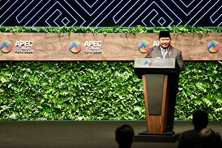 Presiden RI Prabowo saat memberikan sambutan pada ajang APEC. (Tim Prabowo)