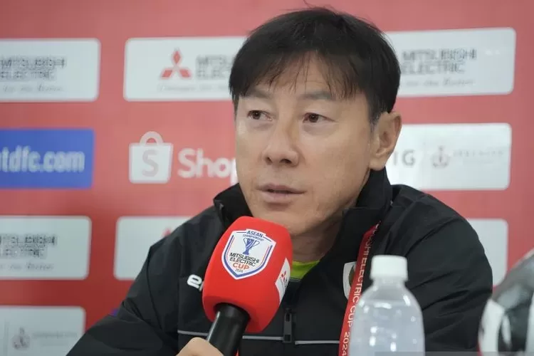 Pelatih timnas Indonesia Shin Tae-yong saat menghadiri jumpa pers Indonesia melawan Laos pada laga kedua ASEAN Cup 2024 di Stadion Manahan, Solo, Rabu (11/12/2024) (ANTARA/HO-PSSI)