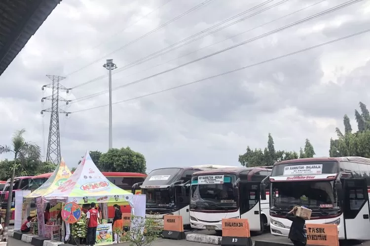 Bus di Terminal Kampung Rambutan, Jakarta Timur, Senin (24/3/2025) atau H-7 Lebaran 2025.  (ANTARA/Zaro Ezza Syachniar)