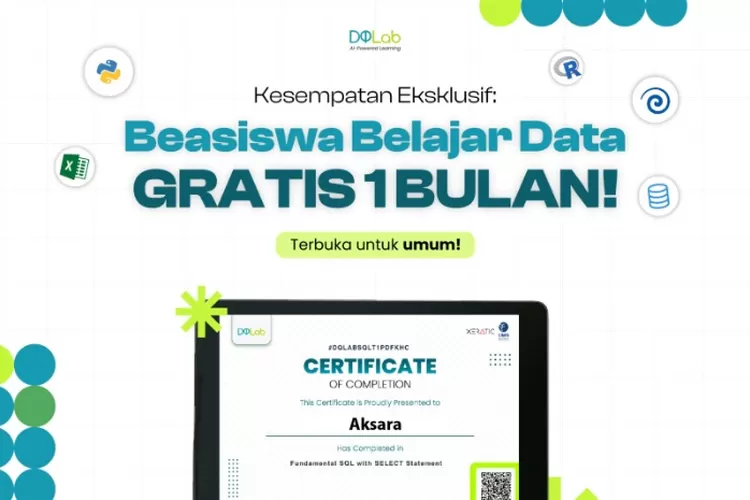 Join sekarang! beasiswa belajar data science gratis 1 bulan bersama DQLab.  (Dok. DQLab)