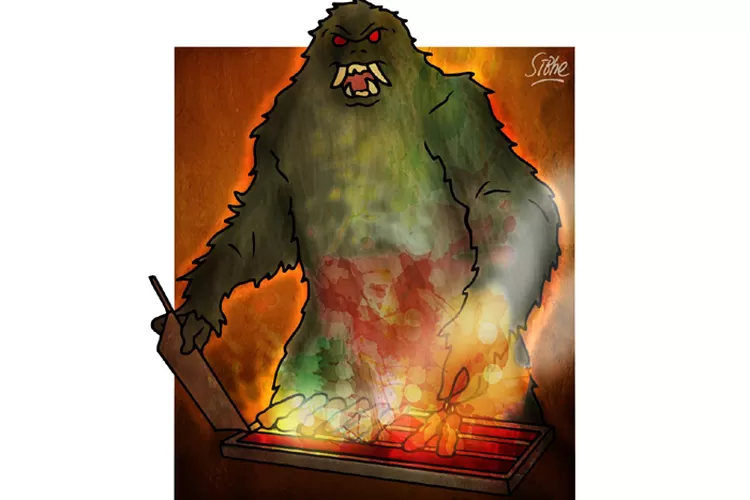 Ilustrasi Cerita misteri sosok gendruwo yang ikut pesta bebakaran di perayaan malam tahun baru (sibhe)