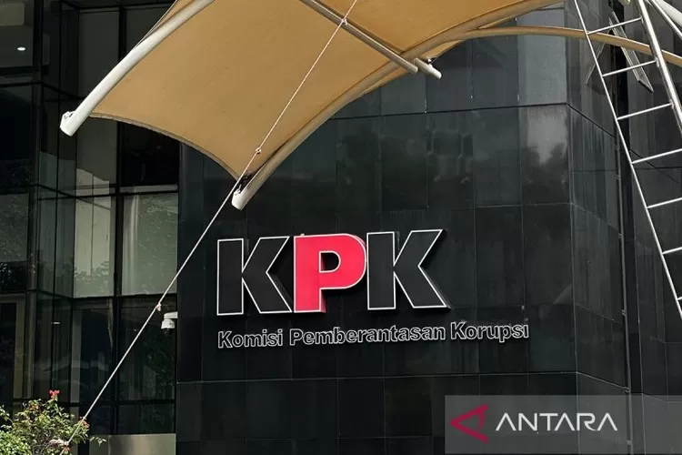 Logo Komisi Pemberantasan Korupsi di Gedung Merah Putih KPK, Jakarta.  (ANTARA/Rio Feisal)