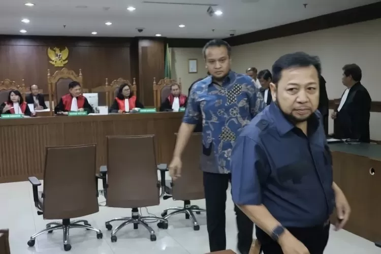 Mantan Ketua DPR Setya Novanto di pengadilan Tindak Pidana Korupsi (Tipikor) Jakarta.  (ANTARA/Desca Lidya Natalia)