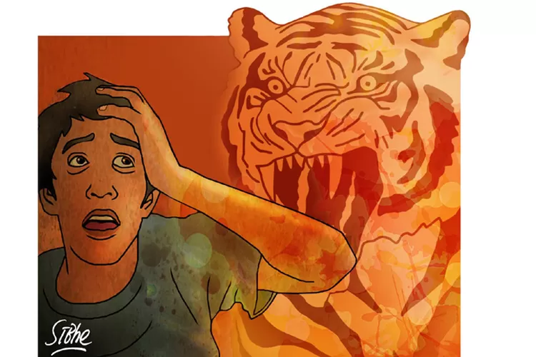 Ilustrasi Cerita misteri pohon punden mistik 3, sosok macan putih itu lari seperti kilat dan menghilang (Sibhe)