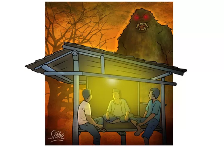 Ilustrasi Cerita misteri gendruwo ikut ronda mahasiswa KKN (Sibhe)