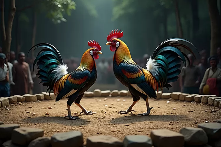 Ilustrasi sabung ayam di Desa Glagahwangi (Meta AI)