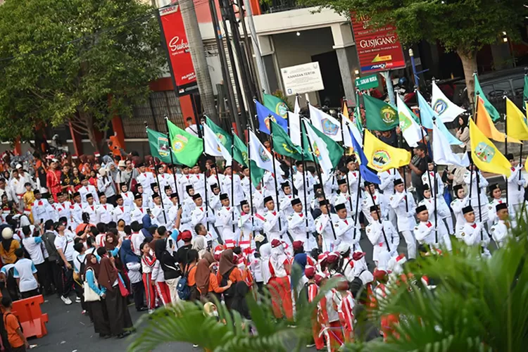 Suasana keneriahan pembukaan PON Bela Diri 2025 di Kudus.  (Dok)