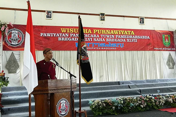 Amirudin Zuhrie S.Sos., M.M., Sekretaris Disdikbud mewakili Bupati Magelang, menyampaikan sambutan (Amat Sukandar)