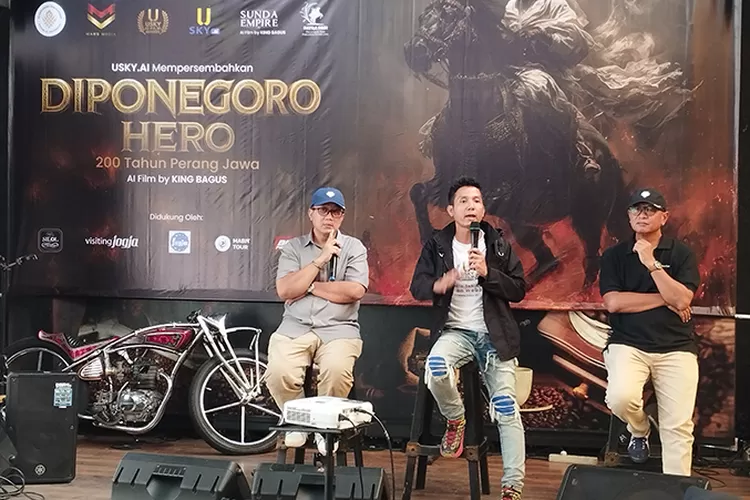Suasana jumpa pers film berbasis AI 'Diponegoro Hero'. ( Samento Sihono)