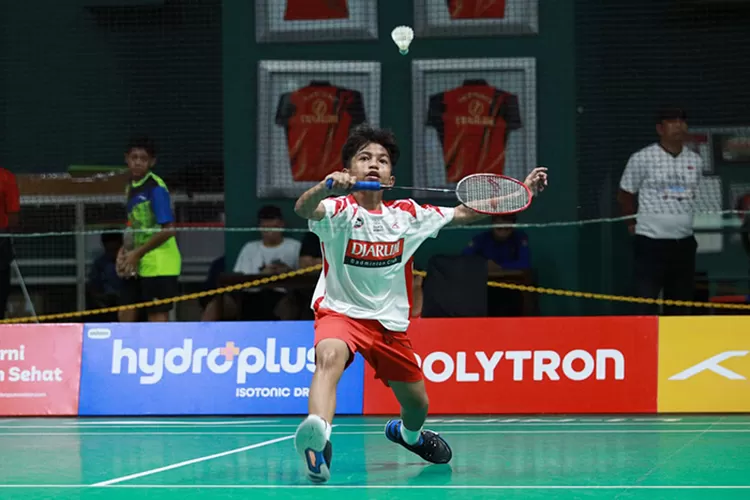 Salah satu wakil PB Djarum yang mencuri perhatian, Gavriel Aldrich Alharon Labatar, melaju ke final kejuaraan Polytron Muria Cup Sirnas C 2025  yang berlanbgsung di GOR Djarum Jati Kudus. ( Dok)