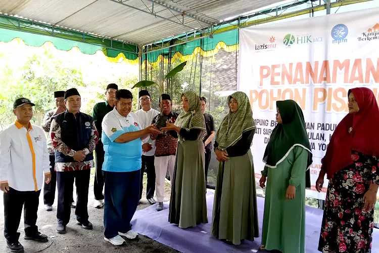 Suasana pelaksanaan penyerahan maupun penanaman seribu pohon pisang di Kampung Berkemajuan Grubug Nanggulan Kulon Progo.  (Foto: Sulistyanto)