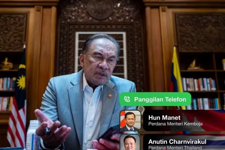 PM Malaysia Anwar Ibrahim menghubungi Perdana Menteri Thailand Anutin Charnvirakul dan Perdana Menteri Kamboja Hun Manet.  (ANTARA/HO-Telegram Anwar Ibrahim )