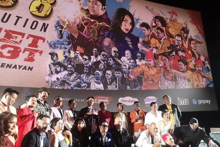 Suasana konferensi pers film Comic 8 Revolution Santet K4bin3t di bioskop kawasan Senayan, Jakarta, Sabtu (13/12/2025).  (ANTARA/Abdu Faisal)