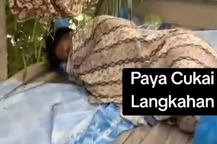 Tangkapan layar seorang warga dari Desa Paya Cukai, Kecamatan Langkahan, Aceh Utara yang tengah sakit dan terpaksa tidur di luar karena minimnya bantuan.  (TikTok/TOKO DAMRY)