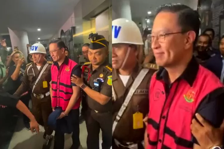 Potret Tom Lembong yang telah menggunakan rompi pink sebagai tersangka kasus korupsi impor gula  (Instagram Kejaksaan RI )