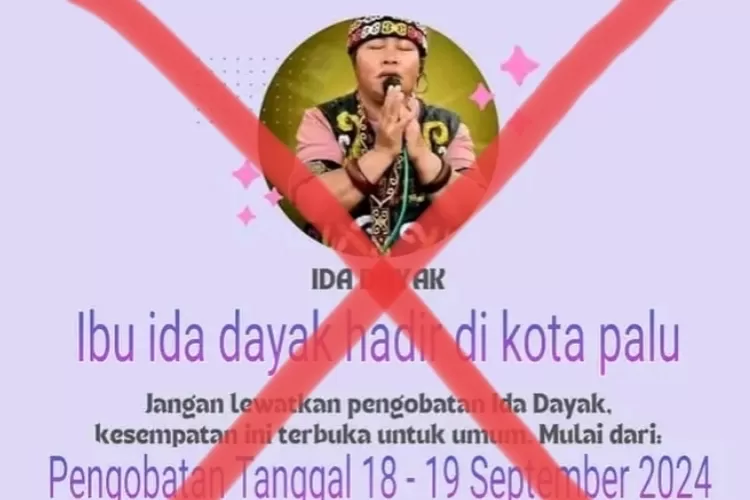 Hoax Ida Dayak datang ke Palu. Foto: Istimewa