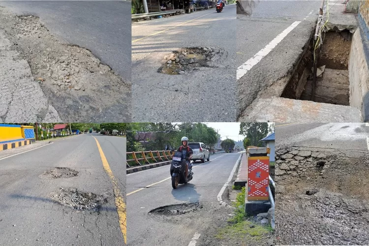 Jalan Nasional ruas Ampera Surumana - Kota Palu yang mendapat penanganan di tahun 2023 lalu tampak mengalami keruskan saat ini.  (Foto: Istimewa)