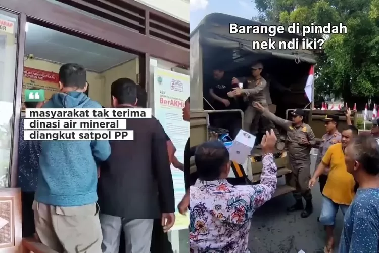 Video penyitaan air mineral oleh Satpol PP di Alun-Alun Pati menuai protes warga, diduga tanpa surat tugas resmi. ((X/Jateng_Twit - X/Anak__Ogi))