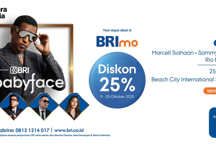 BRI, BBRI, Babyface, BRImo, Konser Babyface Jakarta, Diskon BRImo, Transaksi Digital, Tiket Konser Babyface (Purwakartaonline.com)