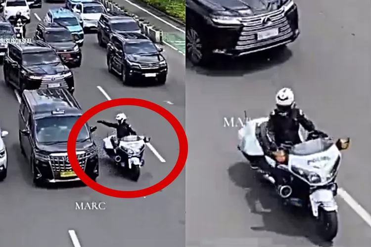 Potret Brigadir inisial DK petugas Patwal Arogan kawal mobil RI 36  (X.com/ilhampid)