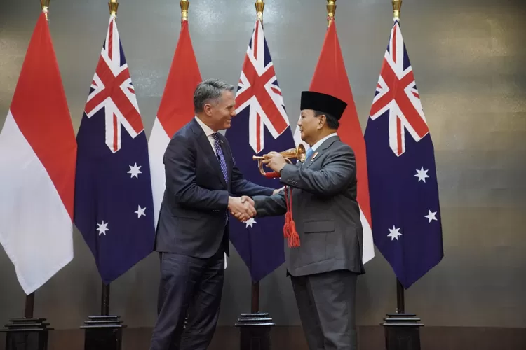 Menteri Pertahanan RI Prabowo Subianto menerima kunjungan Wakil Perdana Menteri yang sekaligus menjabat sebagai Menteri Pertahanan Australia, Richard Marles di kantor Kemhan RI, Jakarta, Jumat (23/2/2024).