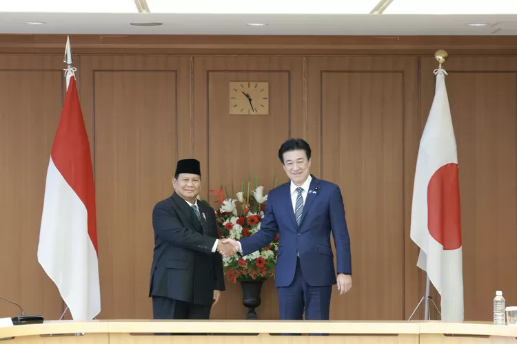 Prabowo dan Menhan Jepang Kihara Minoru di Tokyo (3/4/2024).