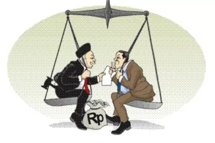 Ilustrasi Bekingan Pejabat, Elite Korup, dan Penegakan Hukum yang Lemah.