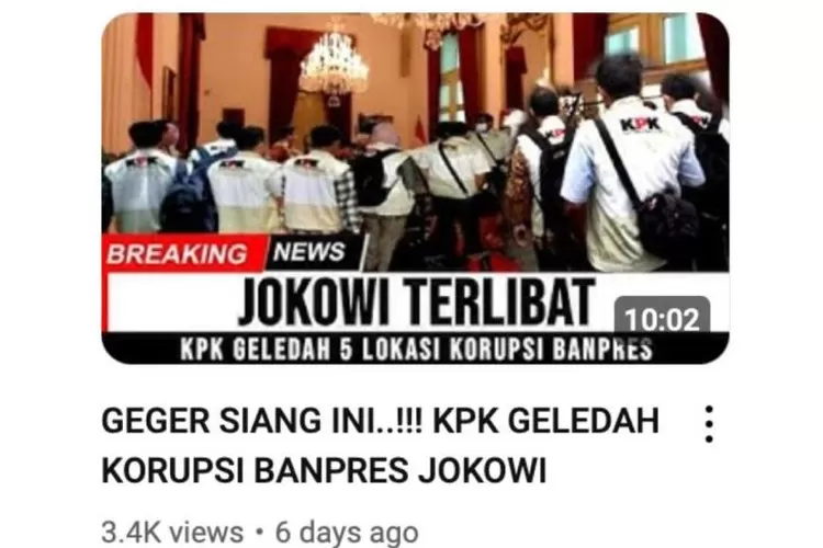 Unggahan video yang menarasikan Jokowi resmi dinyatakan terlibat dikasus korupsi bansos presiden pada akhir Juli. Faktanya, isi video tidak sesuai dengan narasi judul. (YouTube) (Youtube / HukamaNews.com)