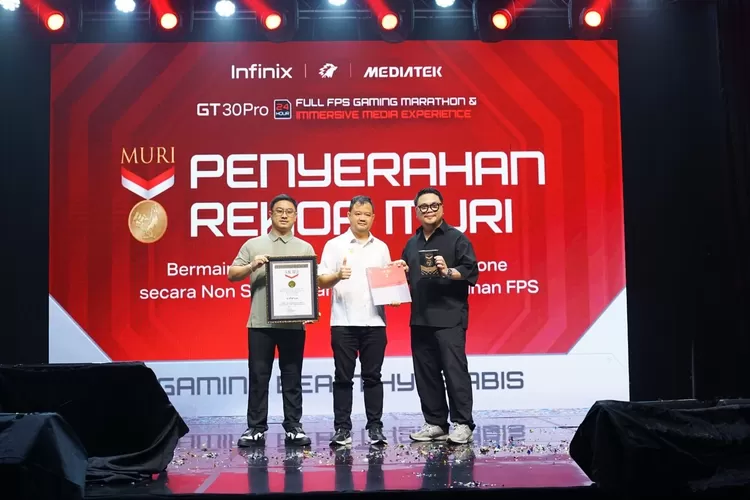 Infinix GT 30 Pro berhasil pecahkan rekor MURO saat 24 jam bermain game nonstop, Minggu (25/5)  (Elizabeth Widowati )