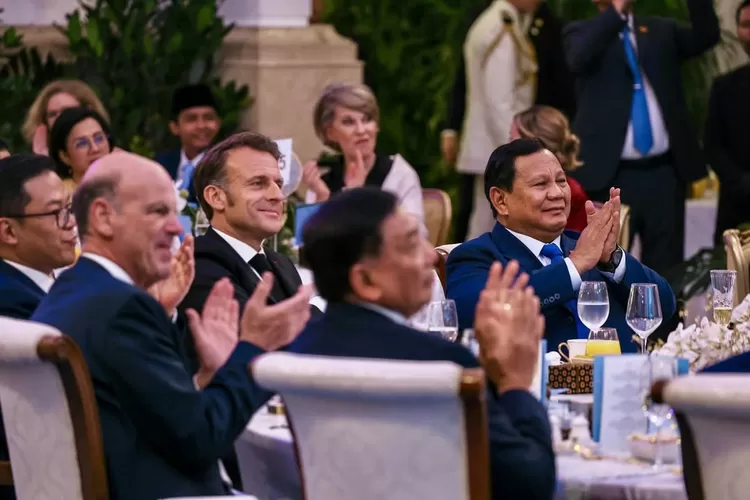  jamuan makan malam kenegaraan antara Presiden Republik Indonesia, Prabowo Subianto, dan Presiden Prancis, Emmanuel Macron, yang digelar di Istana Negara, Jakarta, Rabu malam (28/5/2025).