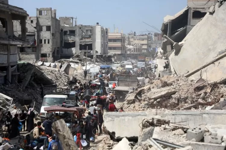 Tragedi di Gaza, Israel bombardir wilayah distribusi bantuan, puluhan warga sipil meninggal dunia. (HukamaNews.com / Foto: Xinhua)