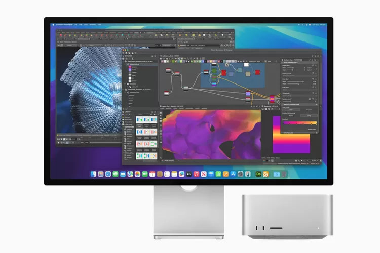 Apple siapkan Mac Studio 2026 dengan chip M5 Max dan M5 Ultra, performa naik hingga 40 persen untuk kerja berat tanpa kompromi. (HukamaNews.com / Apple)