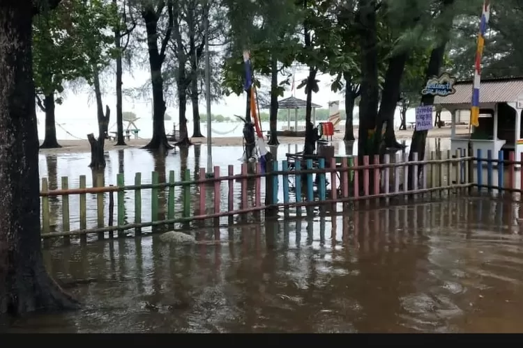 Potret sebagian besar daratan Pulau Pari terendam banjir pada akhir tahun 2021. Foto: zvg/Heks