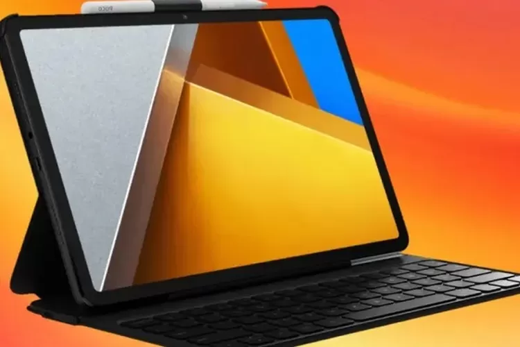 Tampilan Poco Pad M1 dengan keyboard dan stylus Poco Focus Pen. (HukamaNews.com / Net)