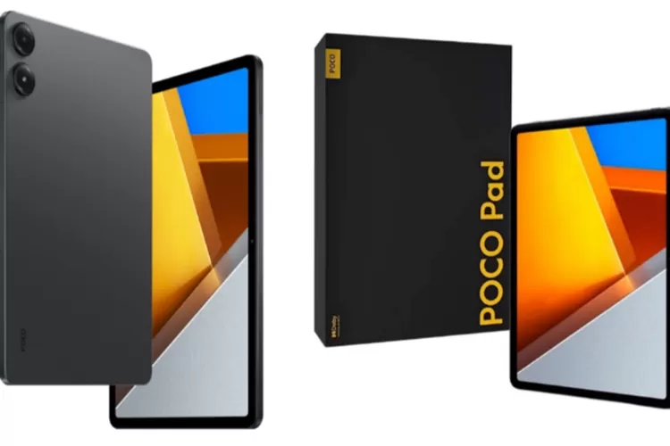 Render Poco Pad M1 dengan layar besar dan tampilan antarmuka Android. (HukamaNews.com / Poco)