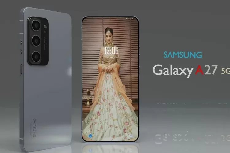 Render konsep Samsung Galaxy A27 tampak depan dan belakang. (HukamaNews.com / Samsung)