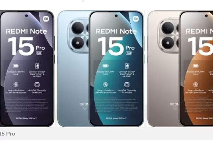 Redmi Note 15 Pro varian warna Glacier Blue tampak dari sisi belakang. (HukamaNews.com / Redmi)