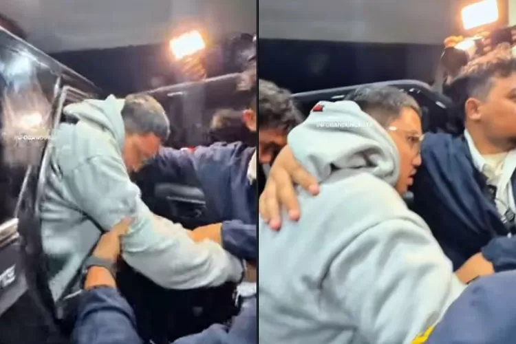 YouTuber Resbob tiba di Mapolda Jawa Barat usai ditangkap terkait dugaan ujaran kebencian. (HukamaNews.com / Tangkapan Layar Instagram @infobandungkota)