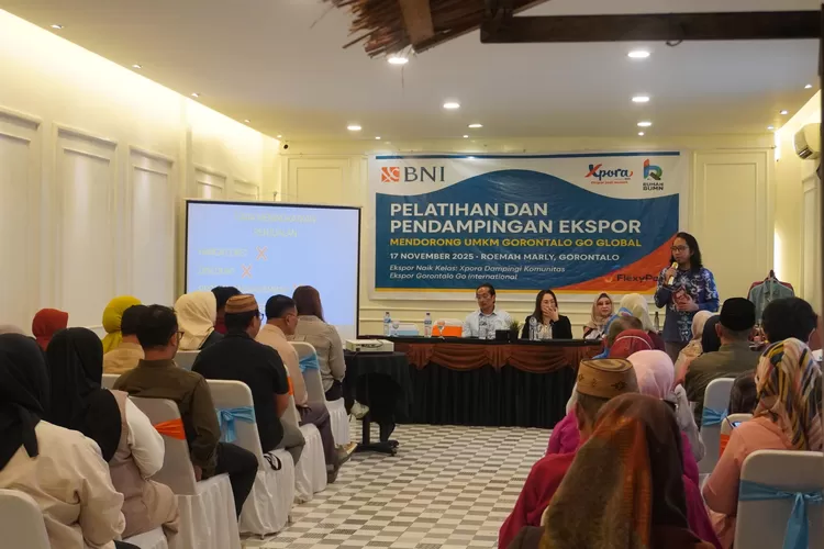 BNI Xpora memberikan pelatihan dan pendampingan kepada UMKM Gorontalo untuk memperkuat kesiapan ekspor dan membuka akses pasar global.
